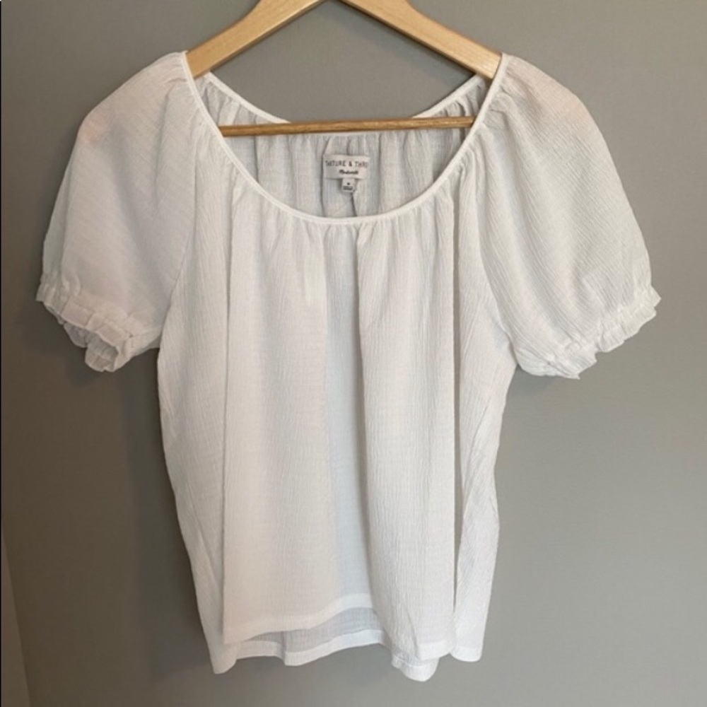 Madewell Texture & Thread White Peasant Top